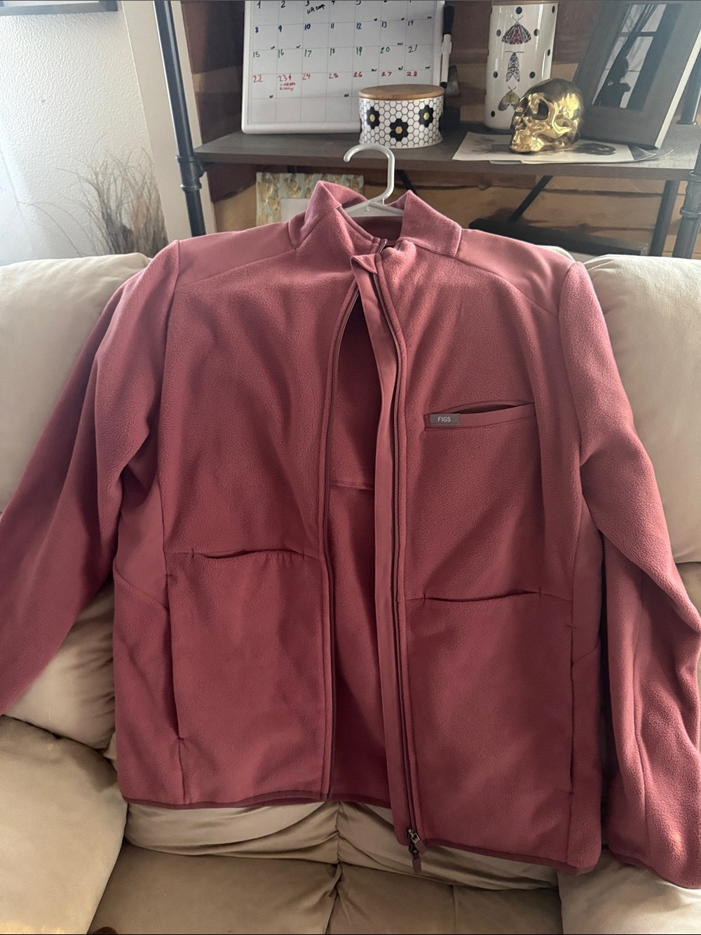 Figs Dusty Rose Full-Zip Scrub Jacket